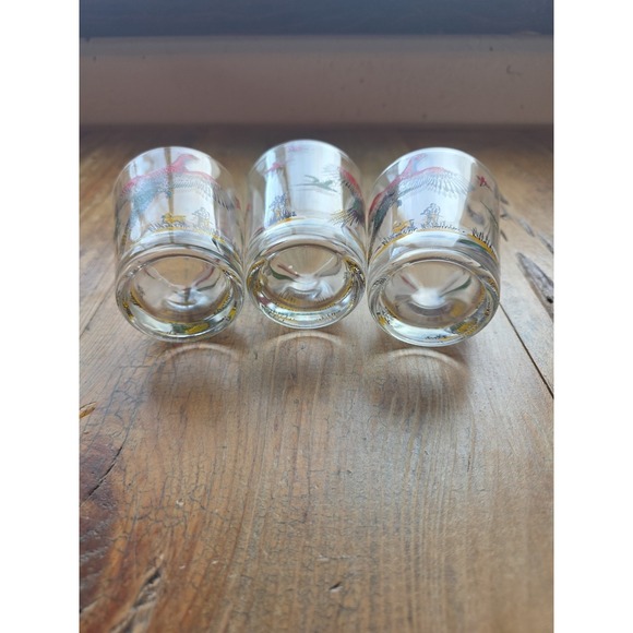 Vintage Pheasant Hunting Shot Glasses Set of 3 Hunter and Dog Bird Scene Clear - Picture 8 of 12